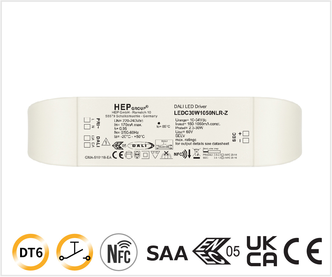 LEDC 30W 150-1050mA NFC DALI-2 DT6 TouchDIM